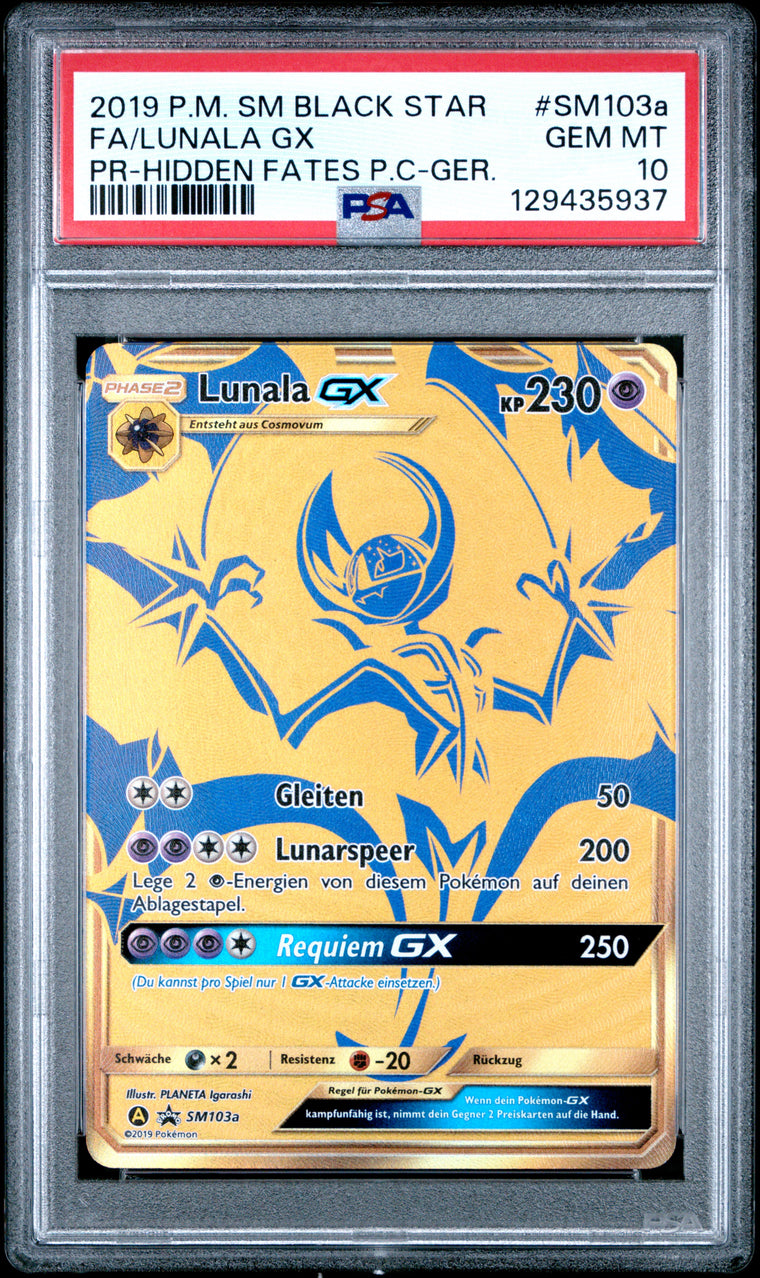 FA/LUNALA GX #SM103a POKEMON SM BLACK STAR PROMO 2019 — PSA 10