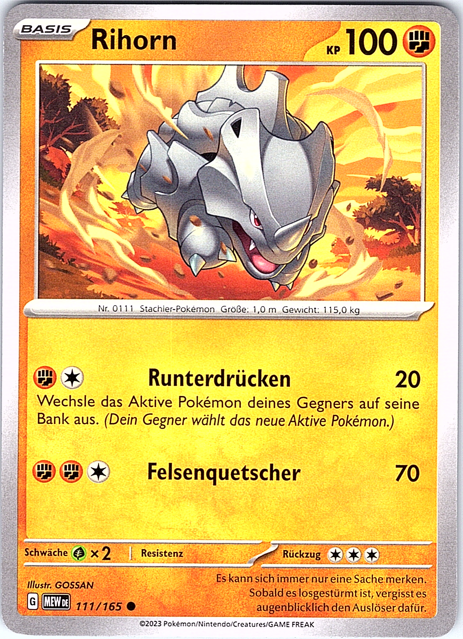 Rihorn #111/165 — Schillernde Pokémon (German)