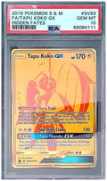 FA/TAPU KOKO GX #SV93 POKEMON SUN & MOON HIDDEN FATES 2019 — PSA 10
