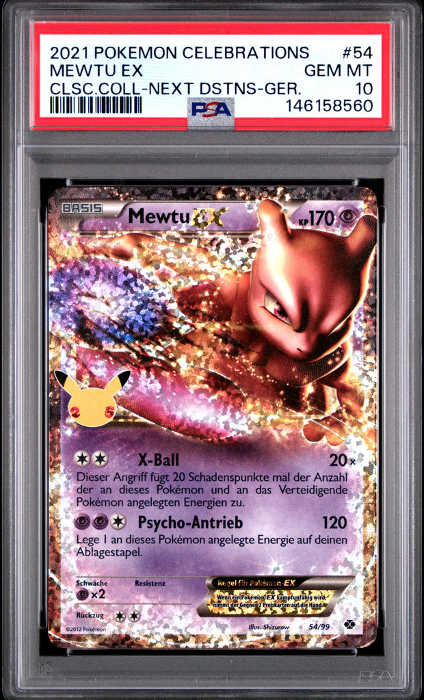 MEWTU EX #54 POKEMON CELEBRATIONS CLASSIC COLLECTION 2021 — PSA 10