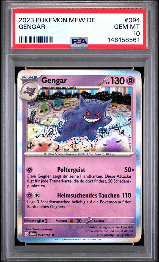 GENGAR #094 POKEMON GERMAN MEW DE-151 2023 — PSA 10