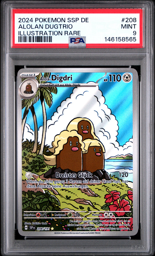 ALOLAN DUGTRIO #208 POKEMON SSP DE-SURGING SPARKS 2024 — PSA 9