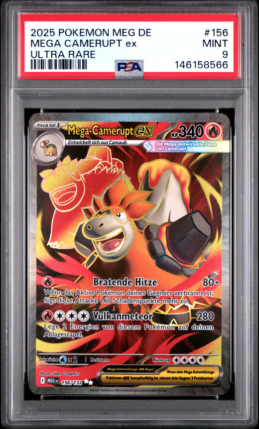 MEGA CAMERUPT ex #156 POKEMON MEG DE-MEGA EVOLUTION 2025 — PSA 9
