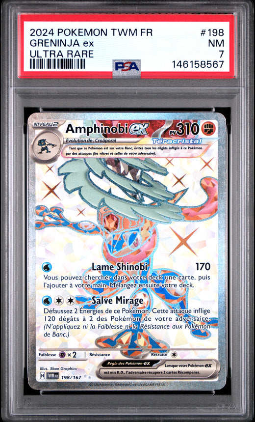 GRENINJA ex #198 POKEMON TWM FR-TWILIGHT MASQUERADE 2024 — PSA 7