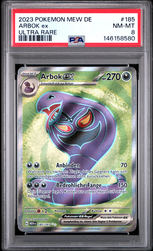ARBOK ex #185 POKEMON MEW DE-151 2023 — PSA 8
