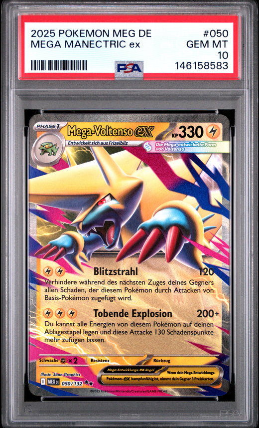 MEGA MANECTRIC ex #050 POKEMON GERMAN MEG DE-MEGA EVOLUTION 2025 — PSA 10