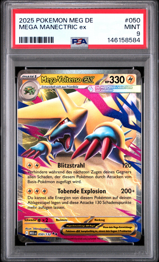 MEGA MANECTRIC ex #050 POKEMON GERMAN MEG DE-MEGA EVOLUTION 2025 — PSA 9