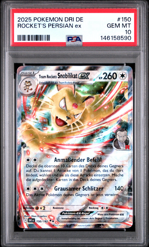 ROCKET'S PERSIAN ex #150 POKEMON GERMAN DRI DE-DESTINED RIVALS 2025 — PSA 10