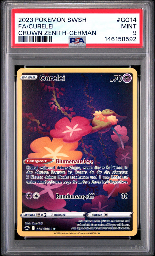 FA/CURELEI #GG14 POKEMON SWORD AND SHIELD CROWN ZENITH-GERMAN 2023 — PSA 9