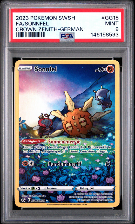 FA/SONNFEL #GG15 POKEMON SWORD AND SHIELD CROWN ZENITH-GERMAN 2023 — PSA 9