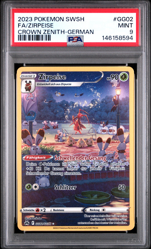 FA/ZIRPEISE #GG02 POKEMON SWORD AND SHIELD CROWN ZENITH-GERMAN 2023 — PSA 9