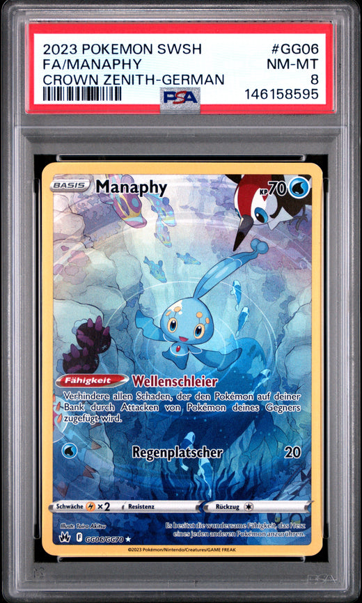 FA/MANAPHY #GG06 POKEMON SWORD AND SHIELD CROWN ZENITH-GERMAN 2023 — PSA 8
