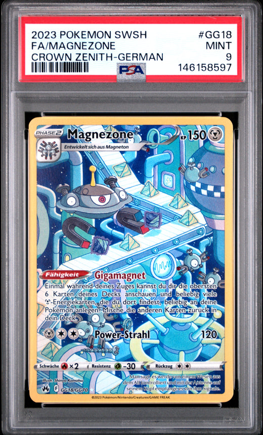 FA/MAGNEZONE #GG18 POKEMON SWORD AND SHIELD CROWN ZENITH-GERMAN 2023 — PSA 9