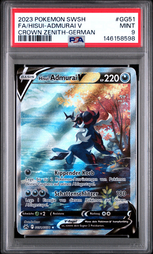 FA/HISUI-ADMURAI V #GG51 POKEMON SWORD AND SHIELD CROWN ZENITH-GERMAN 2023 — PSA 9