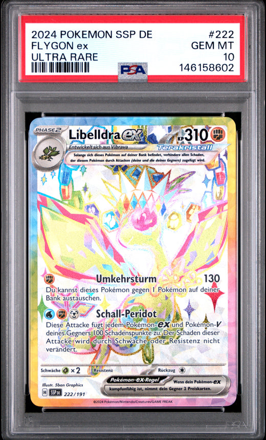 FLYGON ex #222 POKEMON GERMAN SSP DE-SURGING SPARKS 2024 — PSA 10
