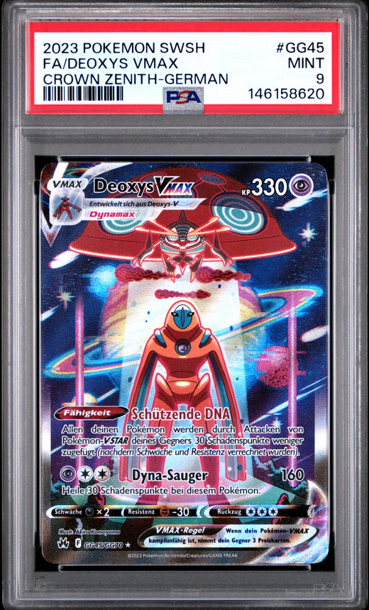 FA/DEOXYS VMAX #GG45 POKEMON SWORD AND SHIELD CROWN ZENITH-GERMAN 2023 — PSA 9
