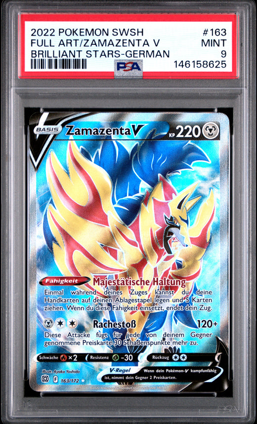 FA/ZAMAZENTA V #163 POKEMON SWSH BRILLIANT STARS-GERMAN 2022 — PSA 9